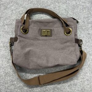 ZEDE Paris Pont Des Arts Mini Crossbody Bag Womens Taupe Canvas Leather Purse